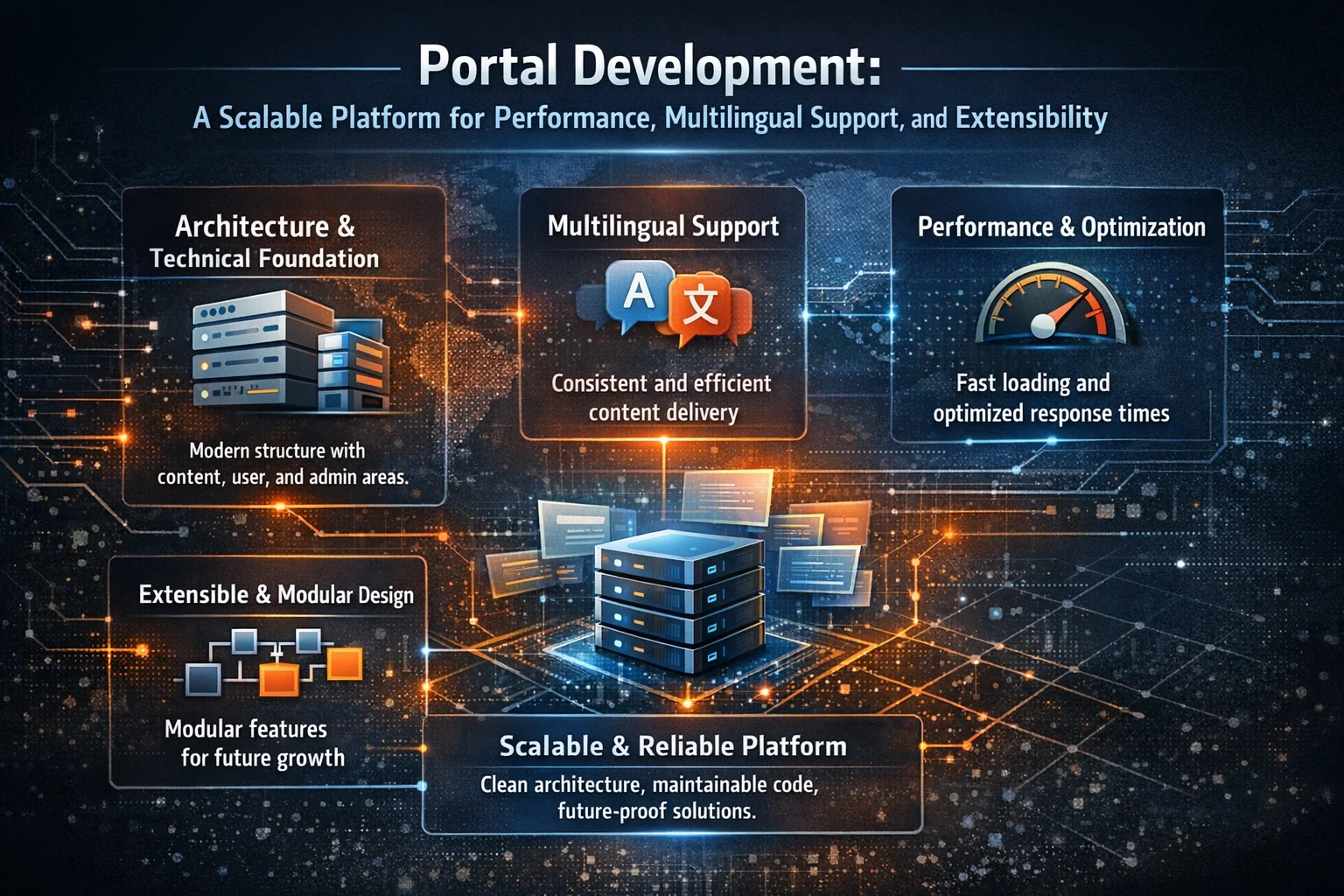 Portal Development: A Scalable Platform for Performance, Multilingual Support, and Extensibility